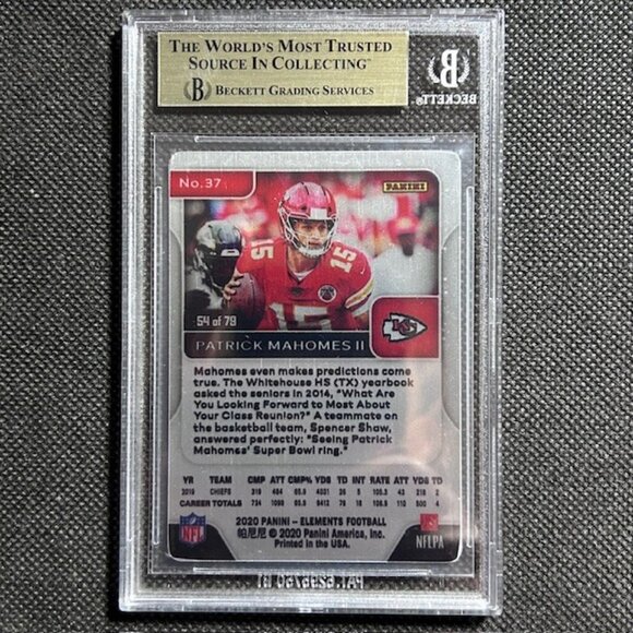 2020 Panini Elements GOLD Patrick Mahomes II #/79 Chiefs BGS 9.5+ TRUE GEM MINT - Picture 3 of 3
